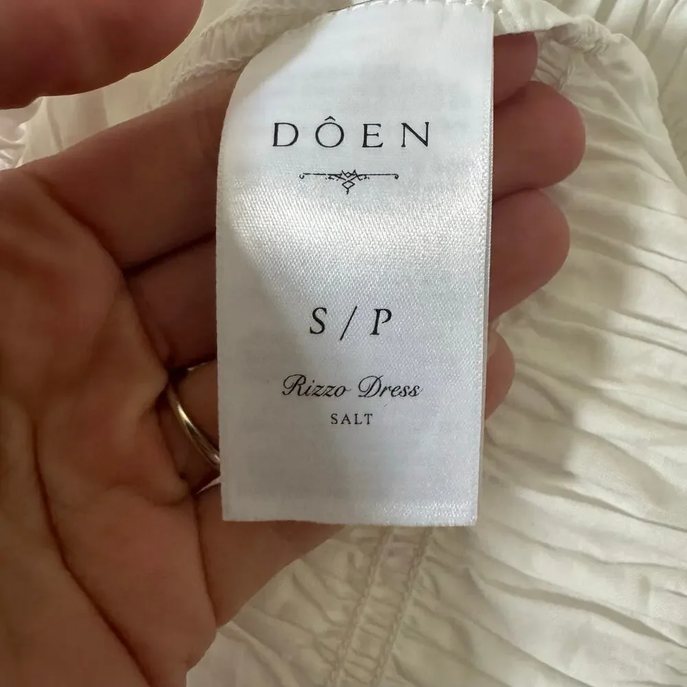 DOEN Rizzo Smocked Mini Dress in "Salt" White Cream Size Small - Picture 9 of 10